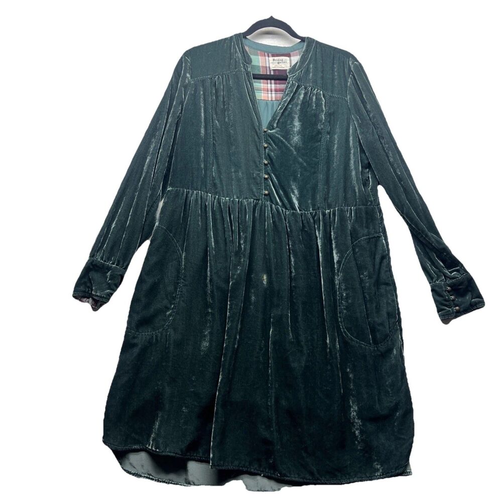 Anthropologie Velvet Midi Dress in Deep Teal